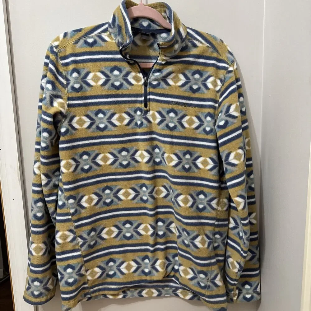Eddie Bauer Fleece Sweatshirt Aztec Print Women's Small 1/4 Zip Pullover - Picture 1 of 5